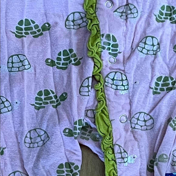 Kickee Pants Pink and Green turtle Bodysuit - Picture 6 of 11